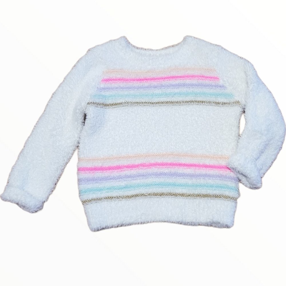 Baby Girl Fuzzy Striped Sweater